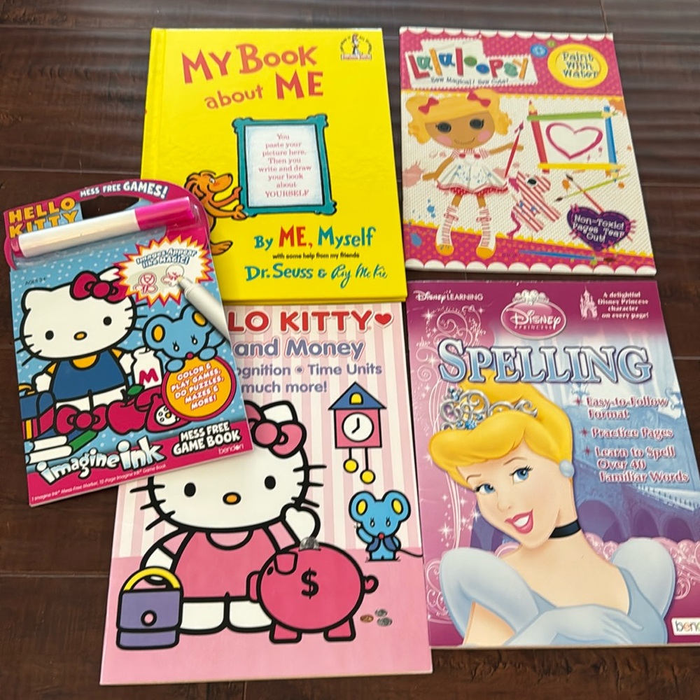 Girls Activity Books- Dr. Seuss About Me, Lalaloopsy, Princess, Hello Kitty